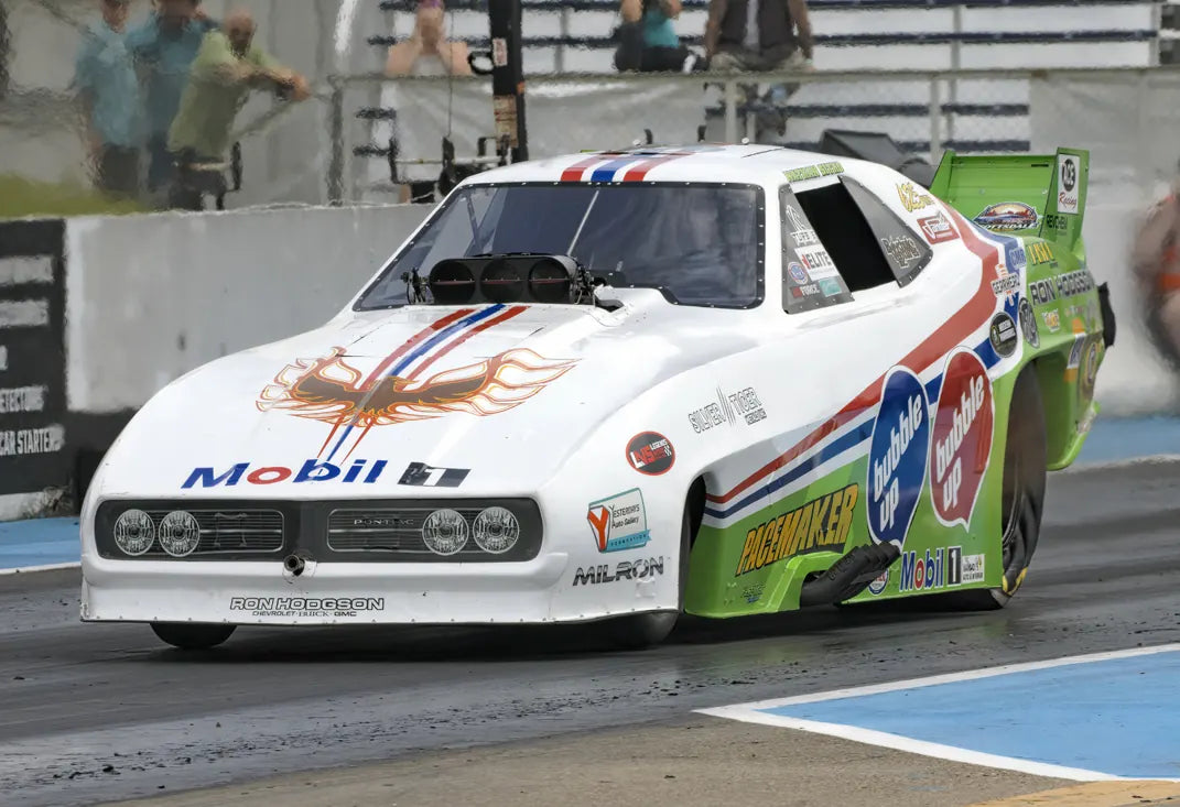 The Hodgson nitro Funny Car on the drag strip